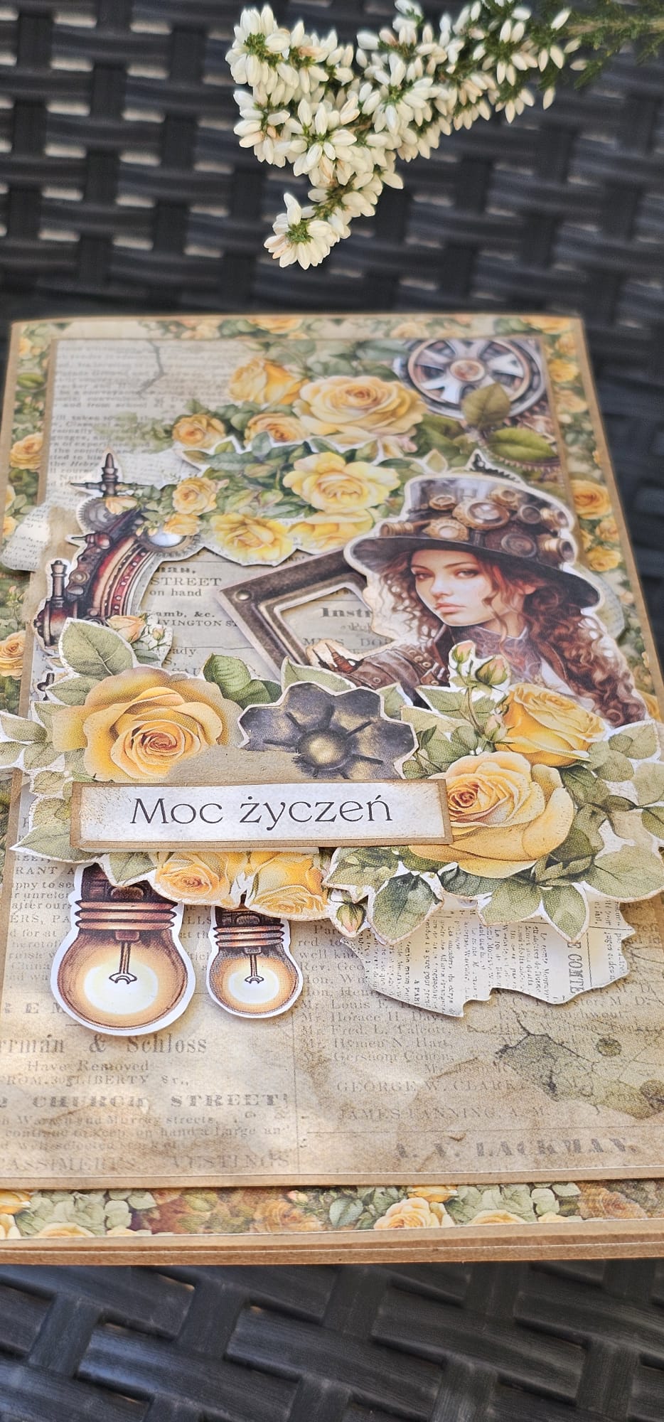 Kartka Steampunkowa z kobietą w cylindrze - obrazek 3