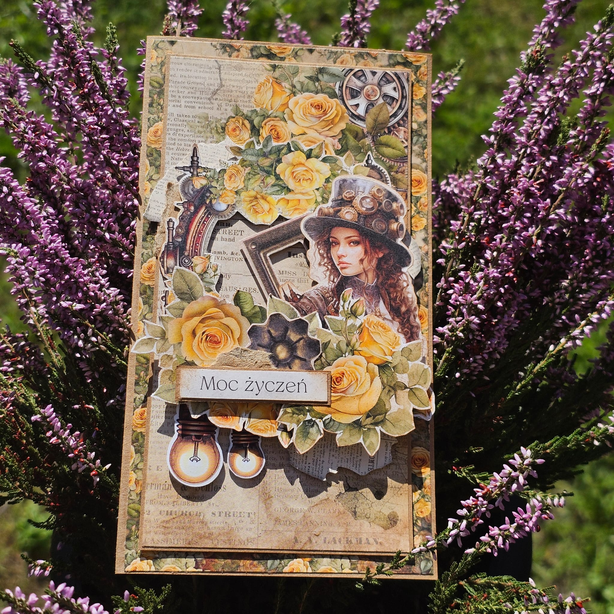 Kartka Steampunkowa z kobietą w cylindrze - obrazek 2