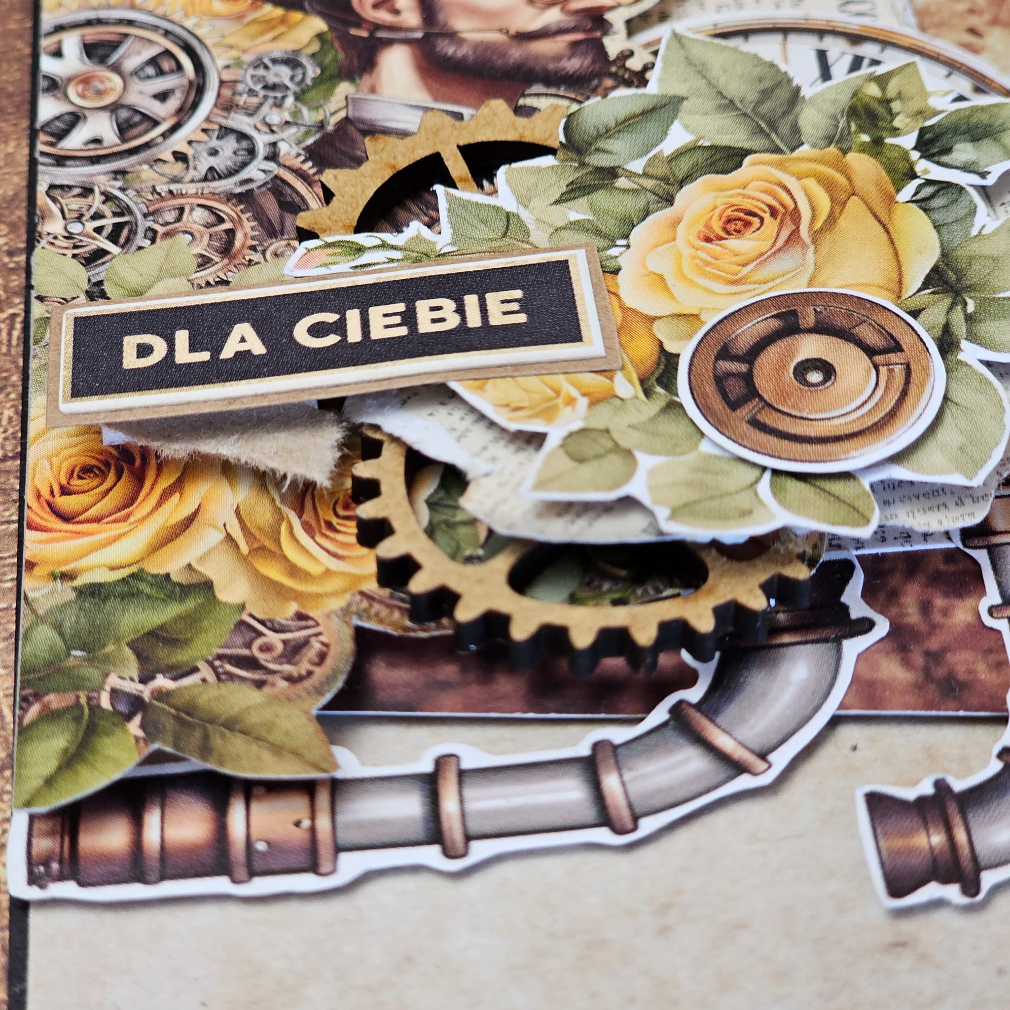 Elegancka Kartka Steampunkowa z postacią w cylindrze - obrazek 2